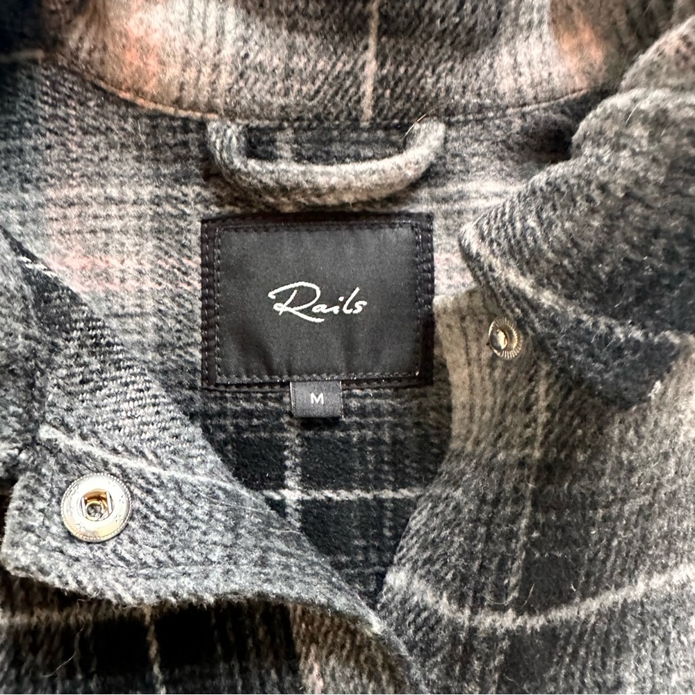 Rails Turner Fleece, Button, Shirt Jacket, shacket, Ash Pearl Gray, Size Medium - Picture 6 of 8